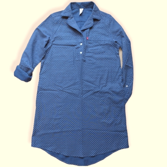 Levi's Dresses & Skirts - Levi's Polka Dot Collard Shirt Dress Sz XS
